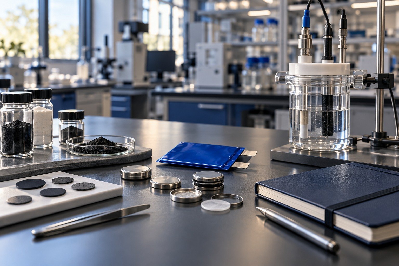 Electrochemical energy research: cells, electrodes and laboratory materials