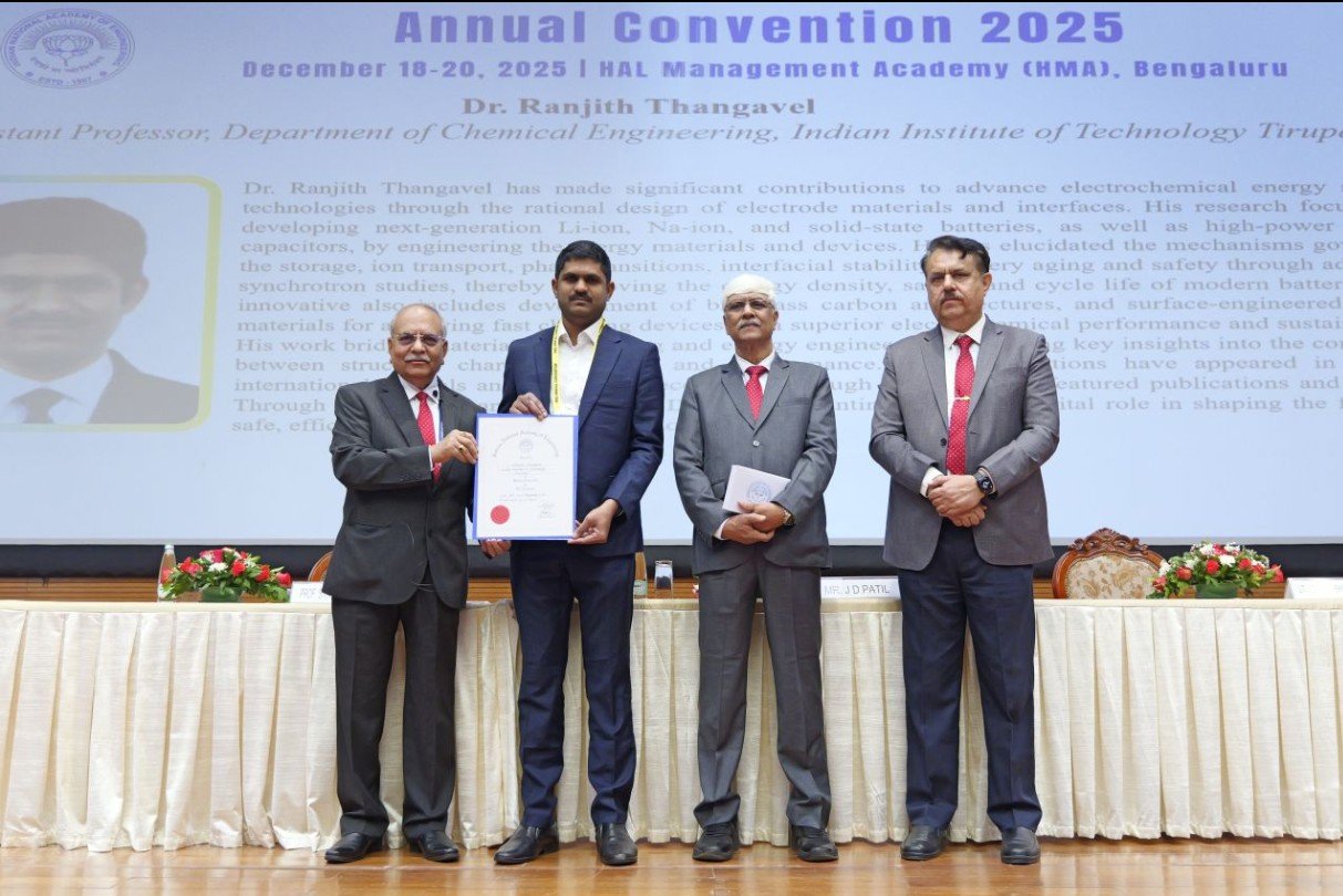 Dr. Ranjith Thangavel at the INAE Young Associate induction ceremony